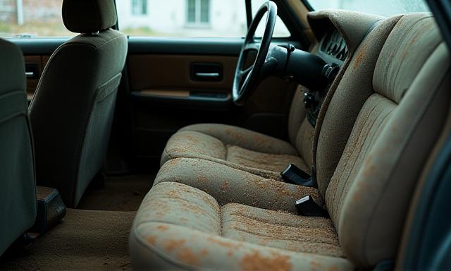 Interni auto sporchi prima della pulizia